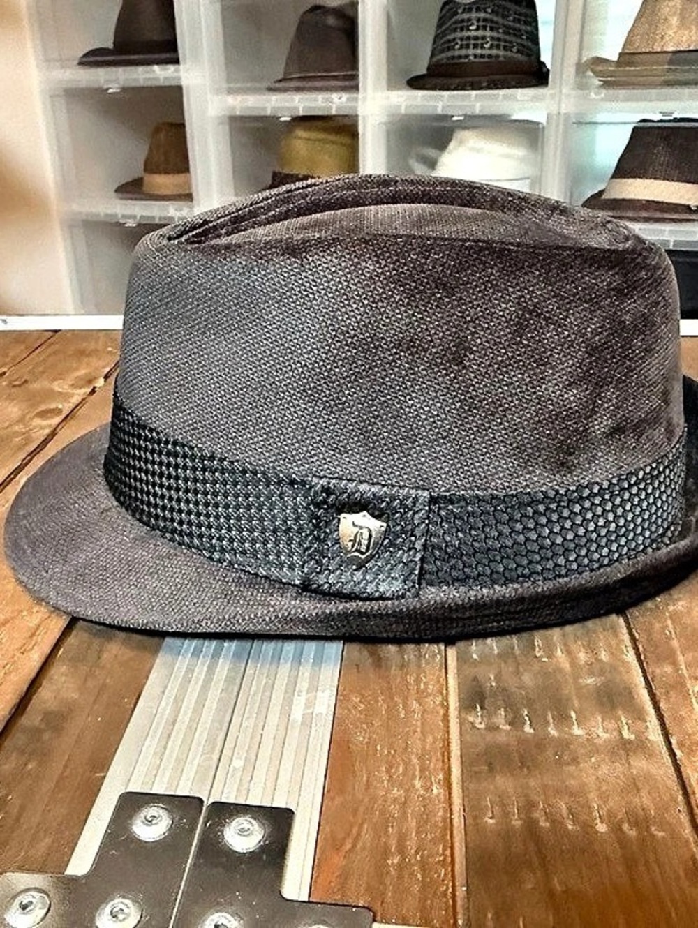 Classic Collection Hats Charcoal Fedora Black Band Large